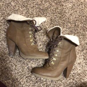 Elle Shoes - Light brown, lace up heels. Elle Shoes - Light brown, lace up heels.